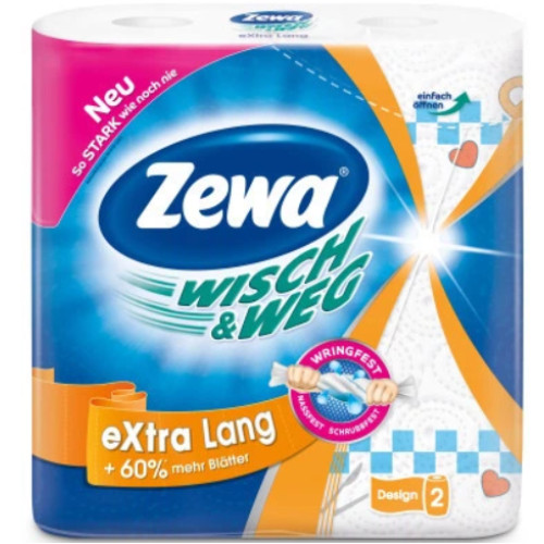 Кухонні рушники Zewa Wisch&Weg Extra Lang Designl 2шари 2 рулони